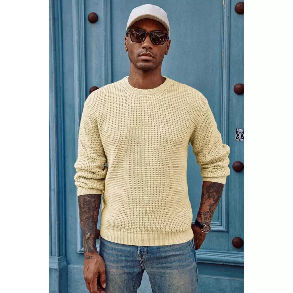PJ PAUL JONES Mens Crewneck Pullover Sweater Waffle Textured Long Sleeve Knitted Sweaters
