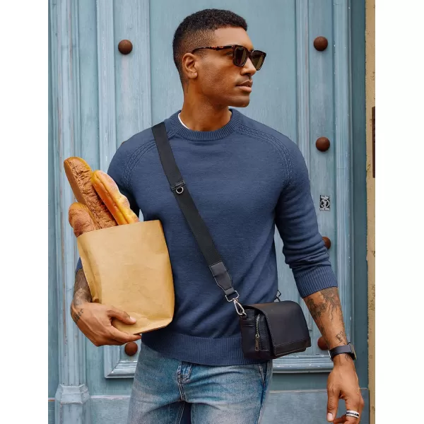 PJ PAUL JONES Men's Crewneck Sweaters Wool Knit Raglan Sleeves Pullover Shirt Casual Sweatshirts