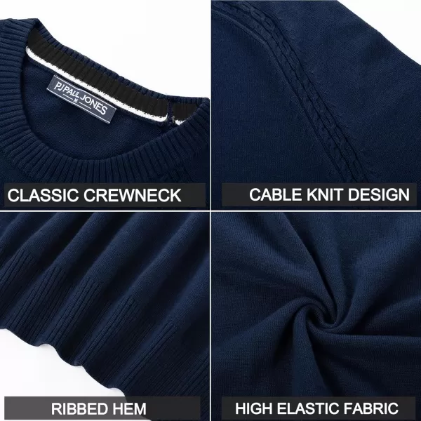 PJ PAUL JONES Men's Crewneck Sweaters Wool Knit Raglan Sleeves Pullover Shirt Casual Sweatshirts