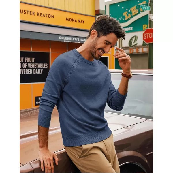 PJ PAUL JONES Men's Crewneck Sweaters Wool Knit Raglan Sleeves Pullover Shirt Casual Sweatshirts