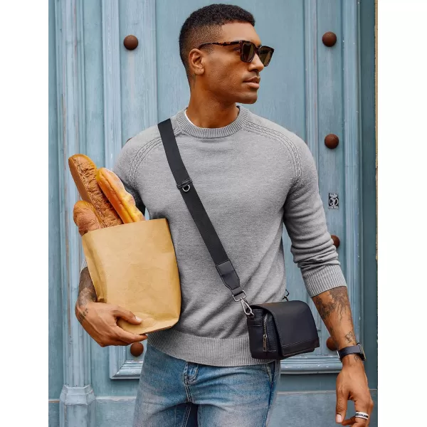PJ PAUL JONES Men's Crewneck Sweaters Wool Knit Raglan Sleeves Pullover Shirt Casual Sweatshirts