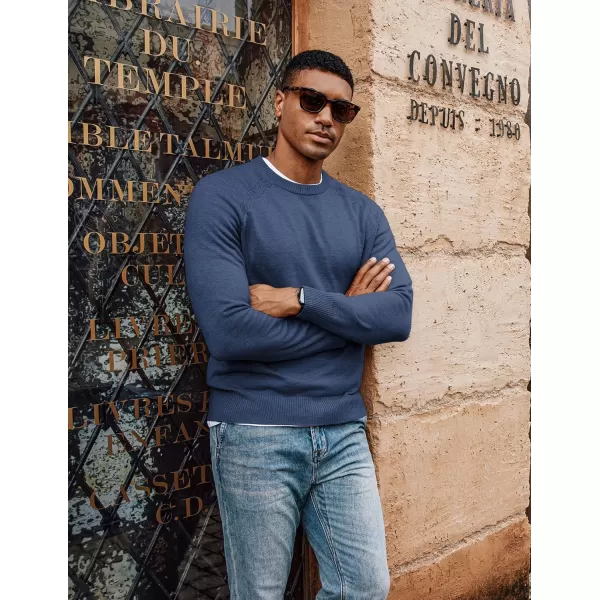 PJ PAUL JONES Men's Crewneck Sweaters Wool Knit Raglan Sleeves Pullover Shirt Casual Sweatshirts