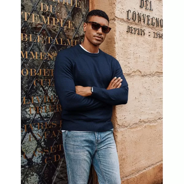 PJ PAUL JONES Men's Crewneck Sweaters Wool Knit Raglan Sleeves Pullover Shirt Casual Sweatshirts