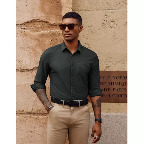 PJ PAUL JONES Men's Long Sleeve Wrinkle Free Shirts Stretch Button Up Dress Shirt