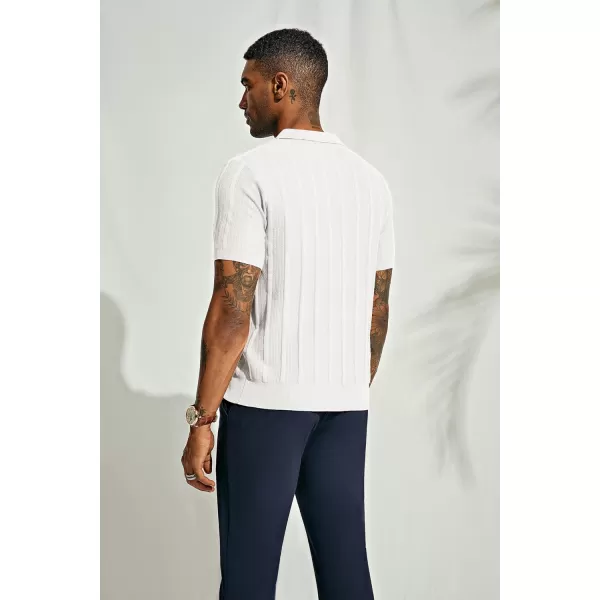 PJ PAUL JONES Mens Polo Shirts Textured Knit V-neck Summer Shirts