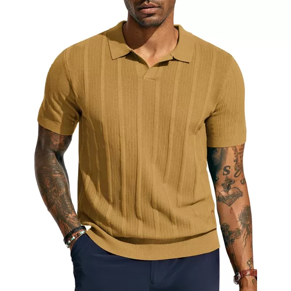 PJ PAUL JONES Mens Polo Shirts Textured Knit V-neck Summer Shirts