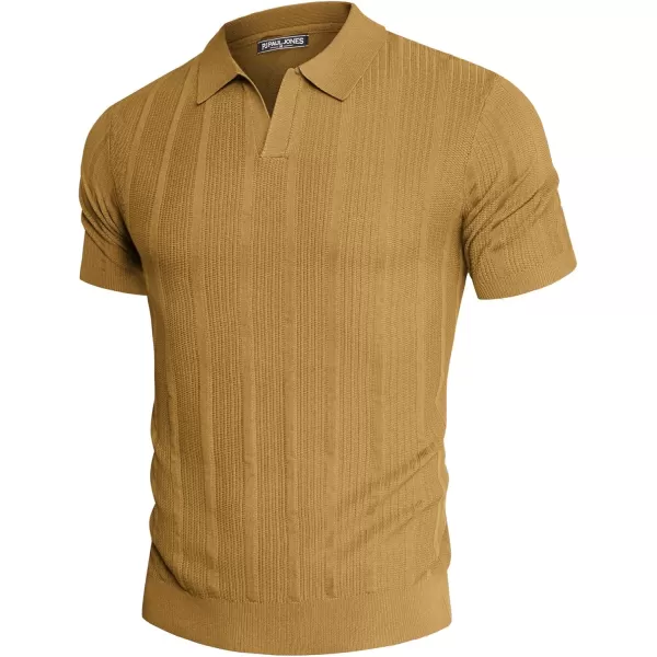 PJ PAUL JONES Mens Polo Shirts Textured Knit V-neck Summer Shirts