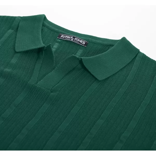 PJ PAUL JONES Mens Polo Shirts Textured Knit V-neck Summer Shirts