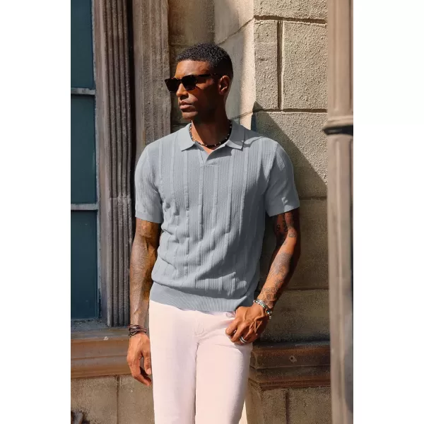 PJ PAUL JONES Mens Polo Shirts Textured Knit V-neck Summer Shirts