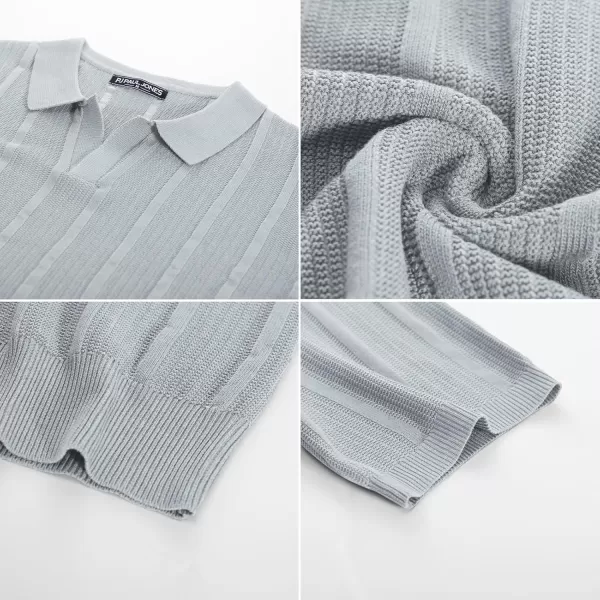 PJ PAUL JONES Mens Polo Shirts Textured Knit V-neck Summer Shirts
