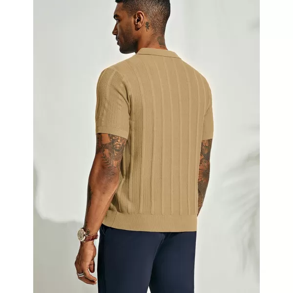 PJ PAUL JONES Mens Polo Shirts Textured Knit V-neck Summer Shirts