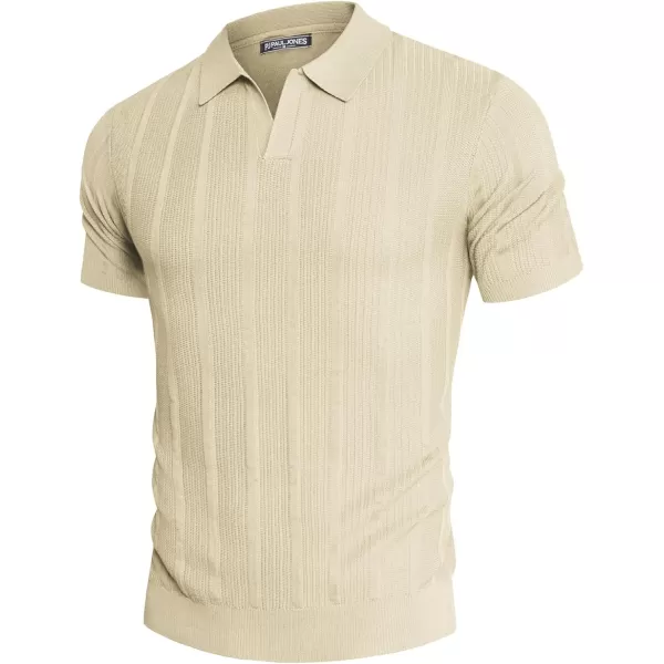 PJ PAUL JONES Mens Polo Shirts Textured Knit V-neck Summer Shirts