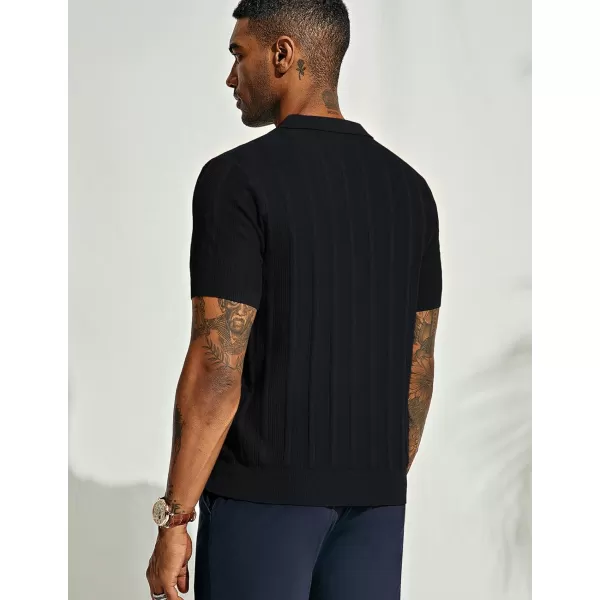 PJ PAUL JONES Mens Polo Shirts Textured Knit V-neck Summer Shirts