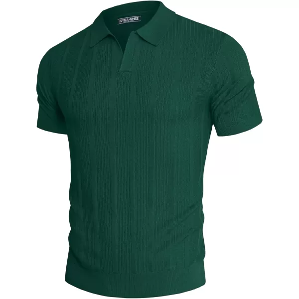 PJ PAUL JONES Mens Polo Shirts Textured Knit V-neck Summer Shirts