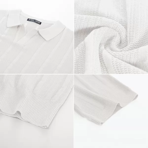 PJ PAUL JONES Mens Polo Shirts Textured Knit V-neck Summer Shirts