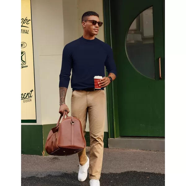 PJ PAUL JONES Sweaters for Men Mockneck Knit Jumper Sweater with Raglan Sleeve