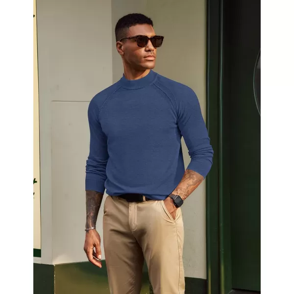 PJ PAUL JONES Sweaters for Men Mockneck Knit Jumper Sweater with Raglan Sleeve