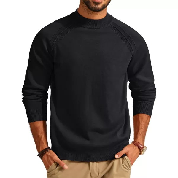 PJ PAUL JONES Sweaters for Men Mockneck Knit Jumper Sweater with Raglan Sleeve