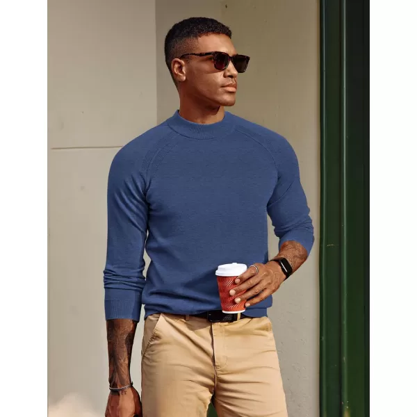 PJ PAUL JONES Sweaters for Men Mockneck Knit Jumper Sweater with Raglan Sleeve