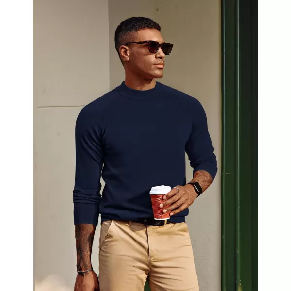 PJ PAUL JONES Sweaters for Men Mockneck Knit Jumper Sweater with Raglan Sleeve