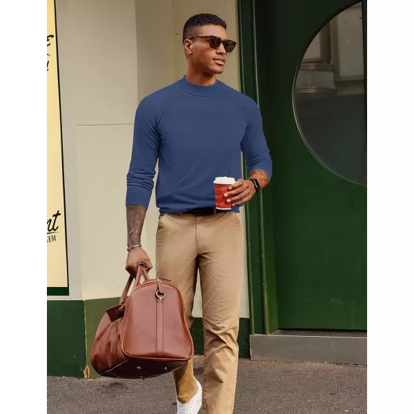 PJ PAUL JONES Sweaters for Men Mockneck Knit Jumper Sweater with Raglan Sleeve
