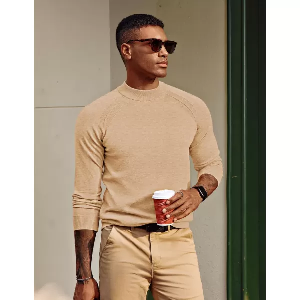 PJ PAUL JONES Sweaters for Men Mockneck Knit Jumper Sweater with Raglan Sleeve