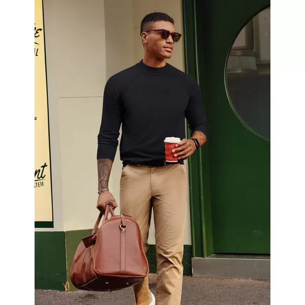 PJ PAUL JONES Sweaters for Men Mockneck Knit Jumper Sweater with Raglan Sleeve