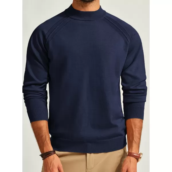 PJ PAUL JONES Sweaters for Men Mockneck Knit Jumper Sweater with Raglan Sleeve