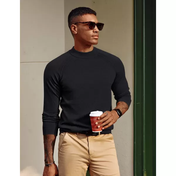 PJ PAUL JONES Sweaters for Men Mockneck Knit Jumper Sweater with Raglan Sleeve