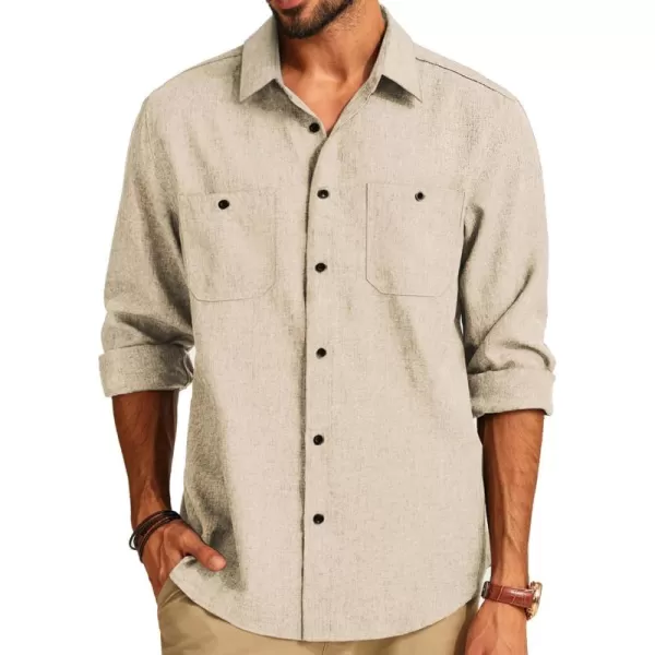 PJ PAUL JONES Men's Button up Shirt Casual Long Sleeve Shirt Wrinkle Free Beach Shirt with Pockets