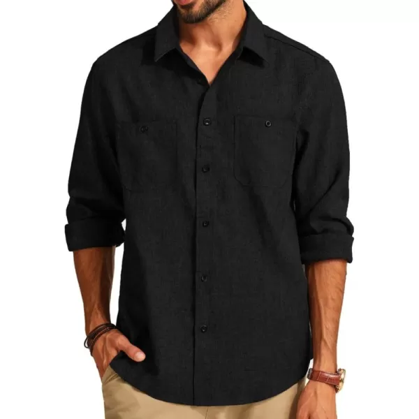 PJ PAUL JONES Men's Button up Shirt Casual Long Sleeve Shirt Wrinkle Free Beach Shirt with Pockets