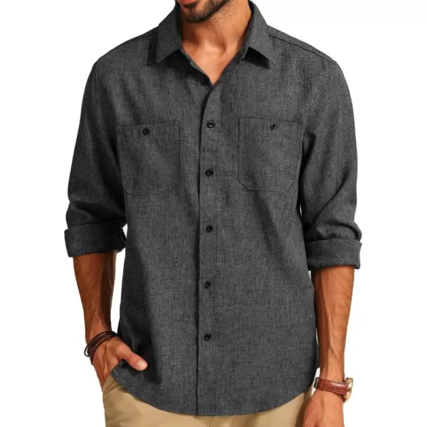 PJ PAUL JONES Men's Button up Shirt Casual Long Sleeve Shirt Wrinkle Free Beach Shirt with Pockets