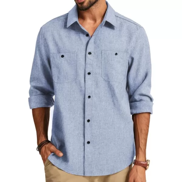 PJ PAUL JONES Men's Button up Shirt Casual Long Sleeve Shirt Wrinkle Free Beach Shirt with Pockets
