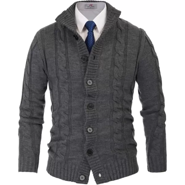 PJ PAUL JONES Men's Cardigan Sweaters Stand Collar Cable Knit Button Sweater