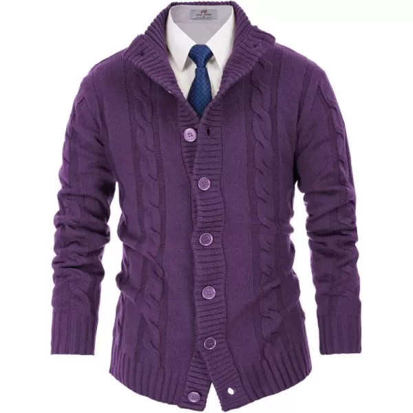 PJ PAUL JONES Men's Cardigan Sweaters Stand Collar Cable Knit Button Sweater
