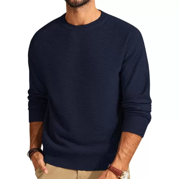 PJ PAUL JONES Men's Crewneck Pullover Sweater Textured Knitted Sweaters Long Sleeve Knitted Jumper