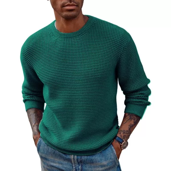 PJ PAUL JONES Mens Crewneck Pullover Sweater Waffle Textured Long Sleeve Knitted Sweaters