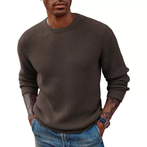 PJ PAUL JONES Mens Crewneck Pullover Sweater Waffle Textured Long Sleeve Knitted Sweaters