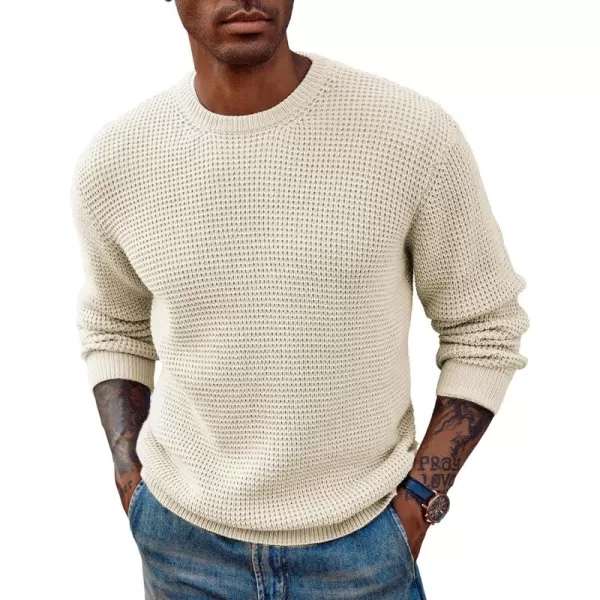 PJ PAUL JONES Mens Crewneck Pullover Sweater Waffle Textured Long Sleeve Knitted Sweaters