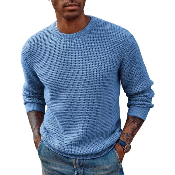 PJ PAUL JONES Mens Crewneck Pullover Sweater Waffle Textured Long Sleeve Knitted Sweaters