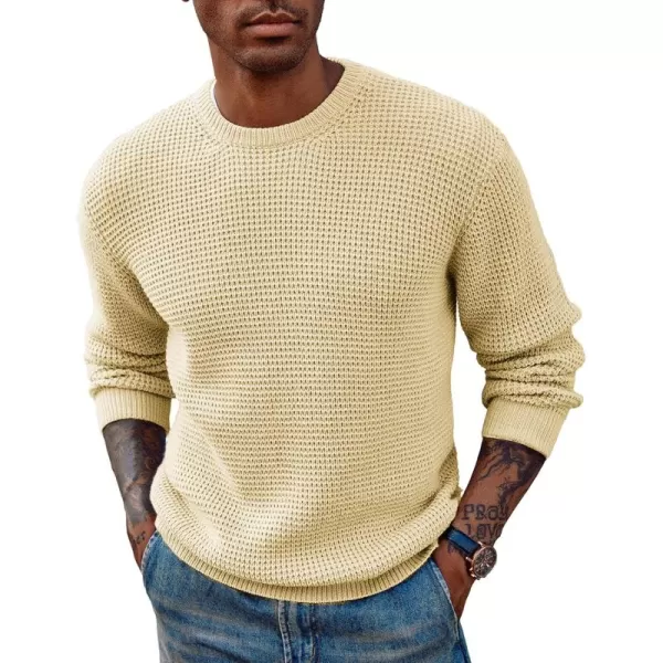 PJ PAUL JONES Mens Crewneck Pullover Sweater Waffle Textured Long Sleeve Knitted Sweaters