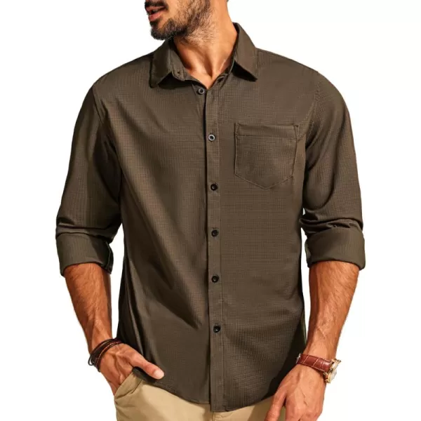 PJ PAUL JONES Men's Long Sleeve Wrinkle Free Shirts Stretch Button Up Dress Shirt
