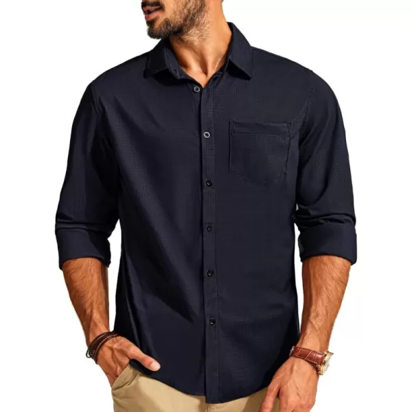 PJ PAUL JONES Men's Long Sleeve Wrinkle Free Shirts Stretch Button Up Dress Shirt