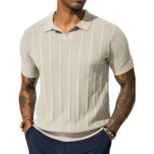 PJ PAUL JONES Mens Polo Shirts Textured Knit V-neck Summer Shirts