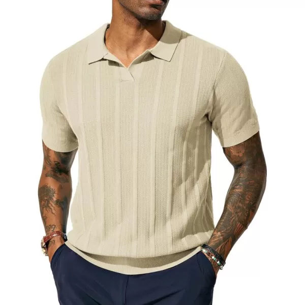 PJ PAUL JONES Mens Polo Shirts Textured Knit V-neck Summer Shirts