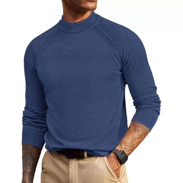 PJ PAUL JONES Sweaters for Men Mockneck Knit Jumper Sweater with Raglan Sleeve