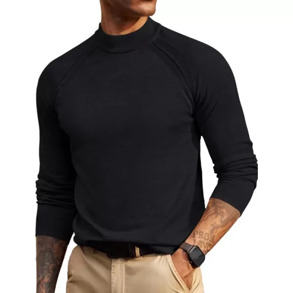 PJ PAUL JONES Sweaters for Men Mockneck Knit Jumper Sweater with Raglan Sleeve