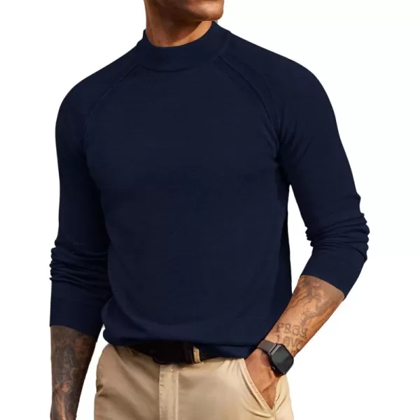 PJ PAUL JONES Sweaters for Men Mockneck Knit Jumper Sweater with Raglan Sleeve