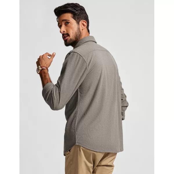 PJ PAUL JONES Men's Button Down Shirt Texture Wrinkle Free Shirts Long Sleeve Waffle Untucked Shirt