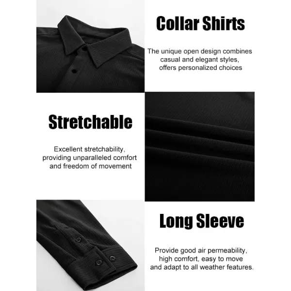 PJ PAUL JONES Mens Casual Button Down Shirts Long Sleeve Wrinkle Free Untucked Shirt